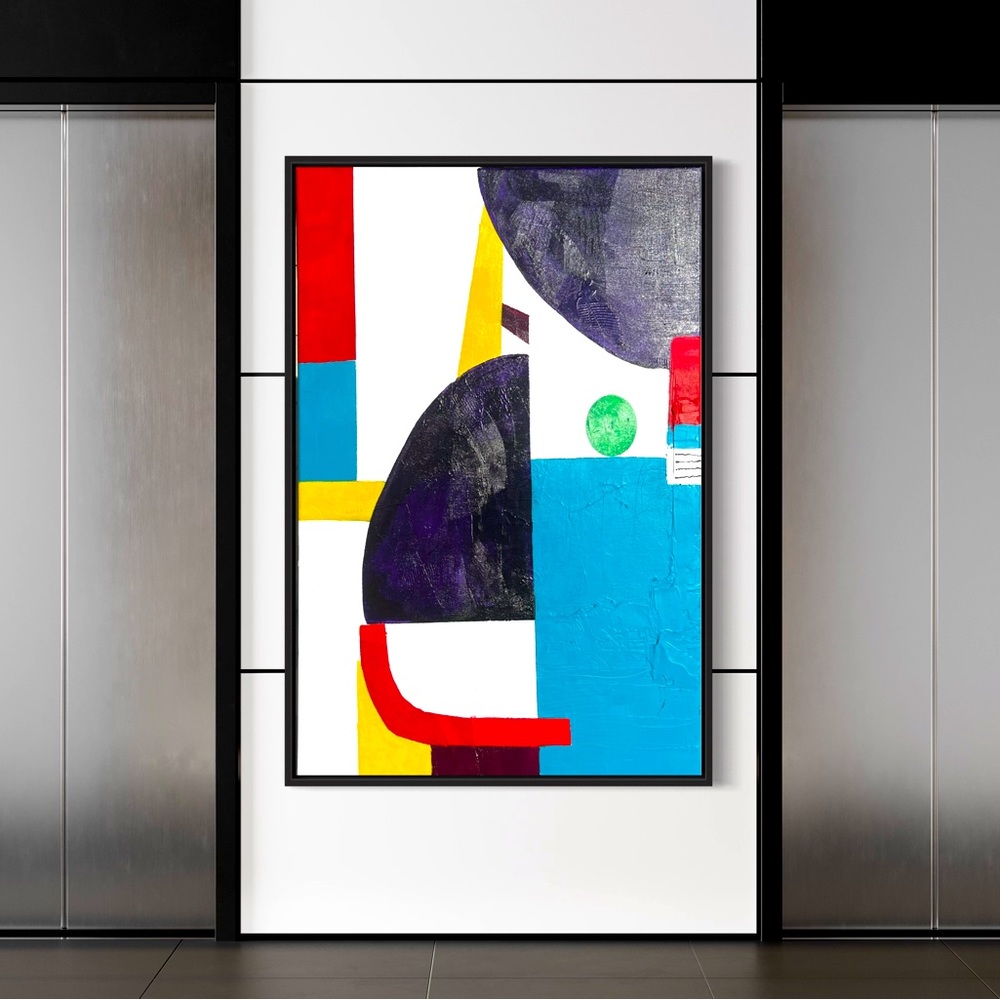 Large Vibrant Shapes Abstract Wall Art, 3d Textured Bold Modern Art, Maximalist